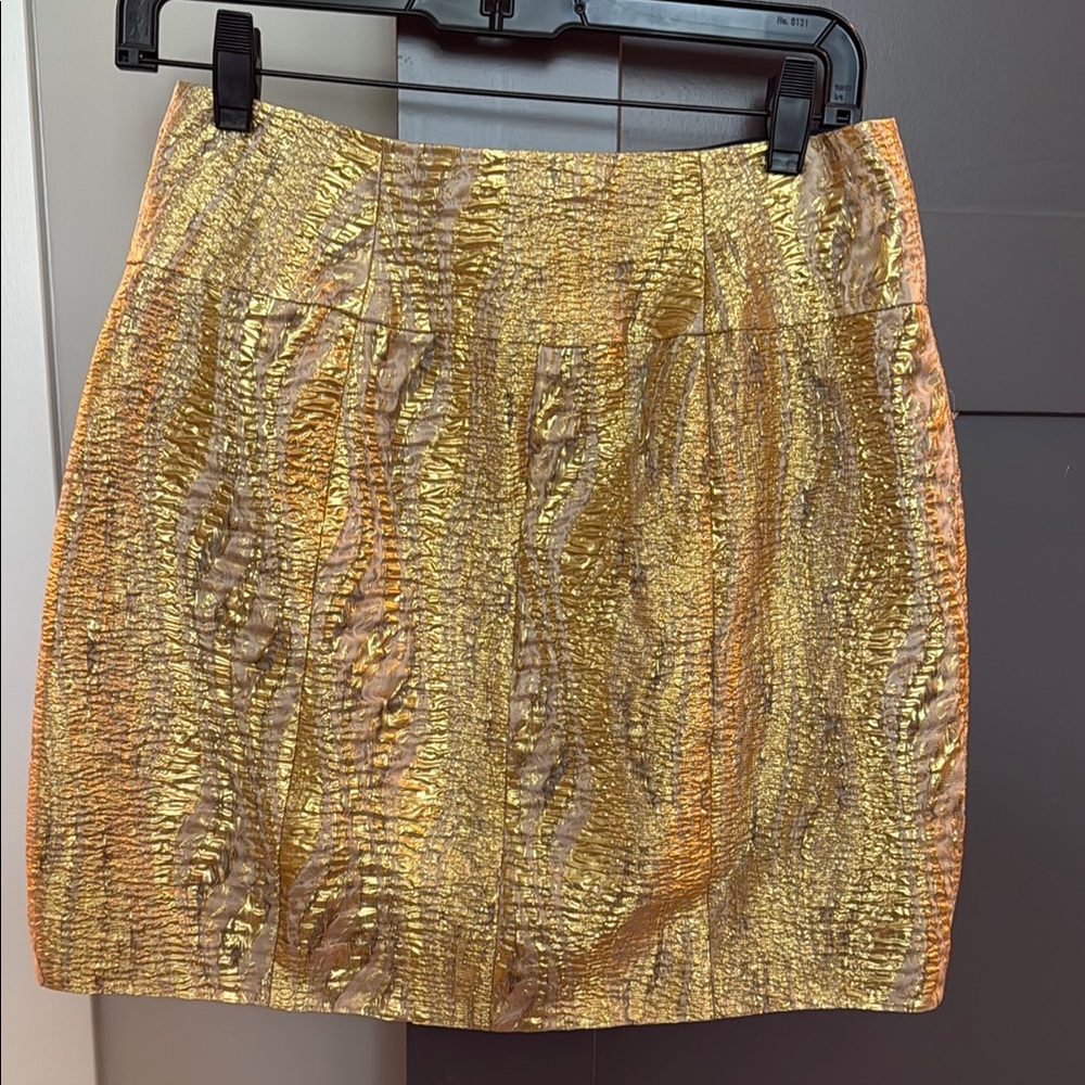 BCBGMaxAzria Gold Metallic Mini Skirt